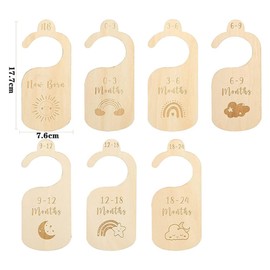 Baby Size Divider, 7 Baby Size Dividers, Wood, Clothes Sizes Separator Baby, Baby Wardrobe Organiser Size Divider, Baby Clothes Wardrobe Divider, Baby Clothing for Clothing Classification