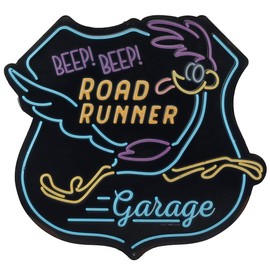 Looney Tunes Road Runner Garage Embossed Metal Sign - Vintage Road Runner Sign for Garage or Man Cave