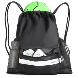 Athletico Drawstring Soccer Bag - Soccer Backpack Can Also Carry Baskeyball or Volleyball (Black)