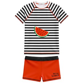 Toddler Girls Two Pieces Watermelon Rash Guards Swimsuit Set Girl Short Sleeve Bathing Suit Sunsuit UPF 50+ 2T