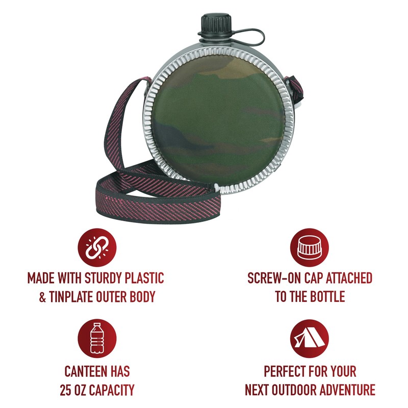Rothco Woodland Camo Mini Desert Canteen – Outdoor Water Hydration
