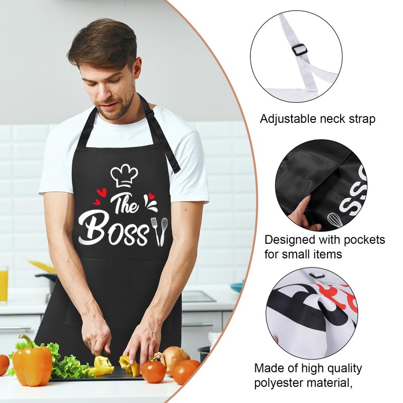 ROSEMO Mr & Mrs Kitchen Apron The Boss and The