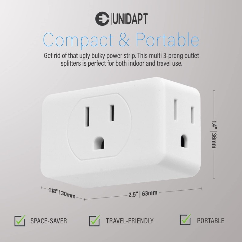 Unidapt Multi Plug Outlet Extender 2 Pack - 3 Way