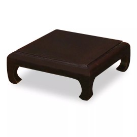 China Furniture and Arts US Seller - 6 Inch Dark Brown Elmwood Chinese Square Stand