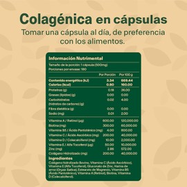 Biotina Pura + Colageno Hidrolizado con 180 capsulas [6 meses] con Biotina, Colágeno, Zinc y Vitaminas A, B5, C, D y E. VitalBotanics. Suplemento Vitaminas Mujer. Hydrolyzed Collagen + Biotin