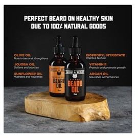 Bálsamo para barba y bigote y kit de cuidado de aceite, todos los aceites naturales y orgánicos de argán y jojoba, acondicionador de cera premium