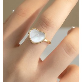 Kokoma Love Heart Promise Engagement Ring for Women Shell Hearts Wrap Finger Rings Open Statement Wedding Band Adjustable Dainty Jewelry