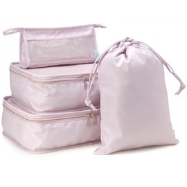 bliss Packing Cubes for Travel - 4 Piece Durable Compact Luggage Travel Organizer Set for Laundry, Toiletry, and Cosmetics, Mauve