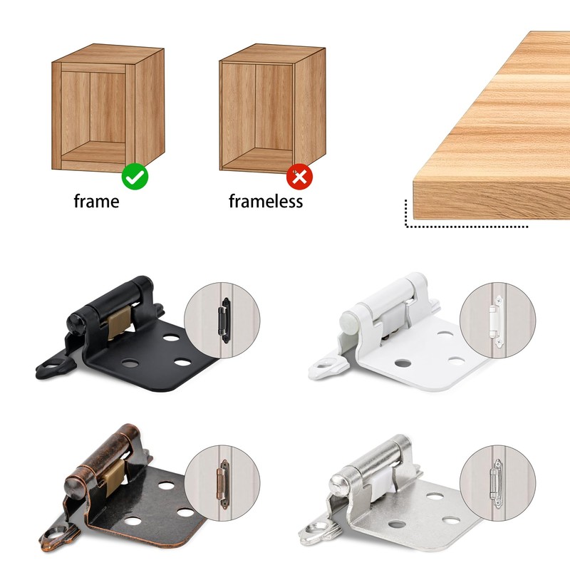 50 Pack 25 Pairs 1/2" Overlay Cabinet Door Hinges -