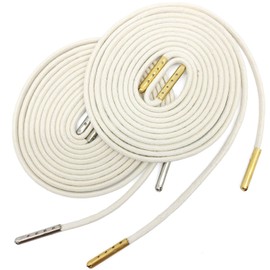 YJRVFINE 1/7" Thick Round Waxed 43 inch Beige Shoelaces with Metal Tips Dress String 2 Pair