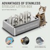 LISPOO XL Stainless Steel Enclosed Cat Litter Box with Lid