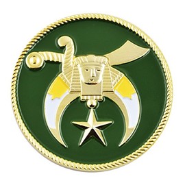 Shriner Green & Gold Masonic Auto Emblem - 2" Diameter