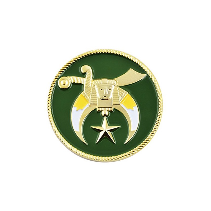 Shriner Green & Gold Masonic Auto Emblem - 2" Diameter