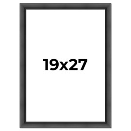 19x27 Frame Black Picture Frame - Complete Modern Photo Frame Includes UV Acrylic Shatter Guard Front, Acid Free Foam Backing Board, Hanging Hardware Wood Wall Frames for Family Photos - no Mat