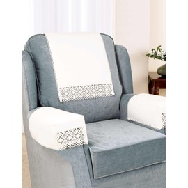 Chums Non Slip Cotton Lace Armcaps Pair with Free Chair back Cream Arm Caps
