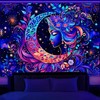 Simpkeely Blacklight Moon and Star Tapestry, Elegant Goddess UV Reactive