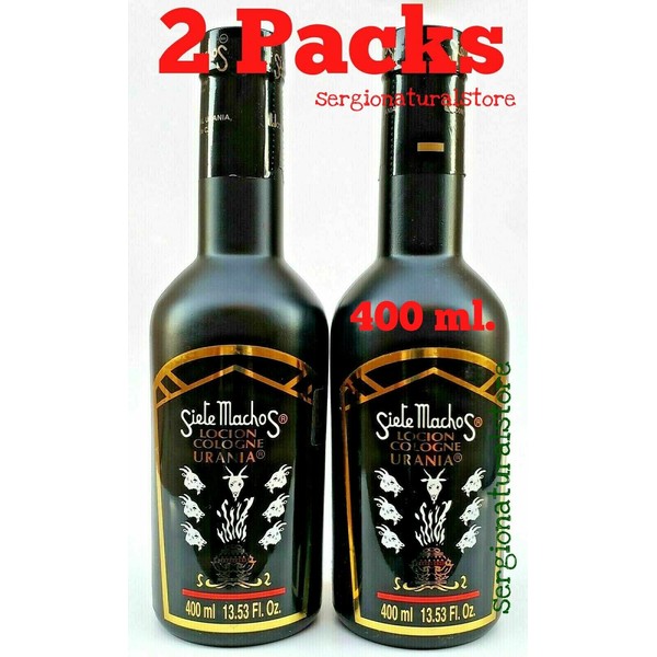 2 Bottles SIETE MACHOS COLOGNE LOCION URANIA MEXICO 400 ml ea. 7 PROTECION WICCA