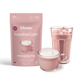 Blume Organic Rose London Fog Earl Grey Tea | Decaf Black Tea, Rose Petal Powder, Vanilla, Tart Cherry, and Bergamot | Plant Based Superfood Latte | Vegan Gluten Free Drink | 25 Servings