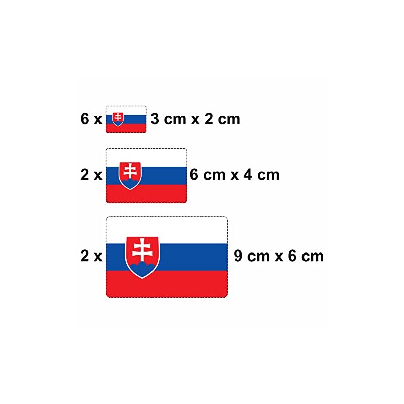 Set of 10 Flag Stickers Slovakia Car Sticker