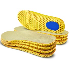 4 pares de plantillas elásticas para zapatos que absorben los golpes, plantillas de memoria transpirables para hombres, elevadores de zapatos, suelas de repuesto suaves para hombres y mujeres, zapatos deportivos (hombres EE.UU. 8-12)