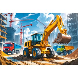 Trefl - Backhoe Loader - Puzzle 60 Pieces - Colourful Puzzle with Vehicles, Creative Entertainment, Fun for Children from 4 Years