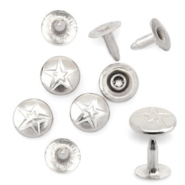CRAFTMEMORE 3/8" Fancy Leather Rivets Round Rapid Rivet Studs for Bags Belts Bracelets Decoration (50 Pieces, Silver Star)