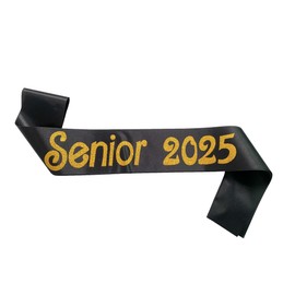 Conggluuo Senior 2025 sash,senior sashes class of 2025 senior sash Black sash with Gold Glitter graduation sash for Graduation Party Supplies 8 Pack senior sashes Black Gold 8pcs