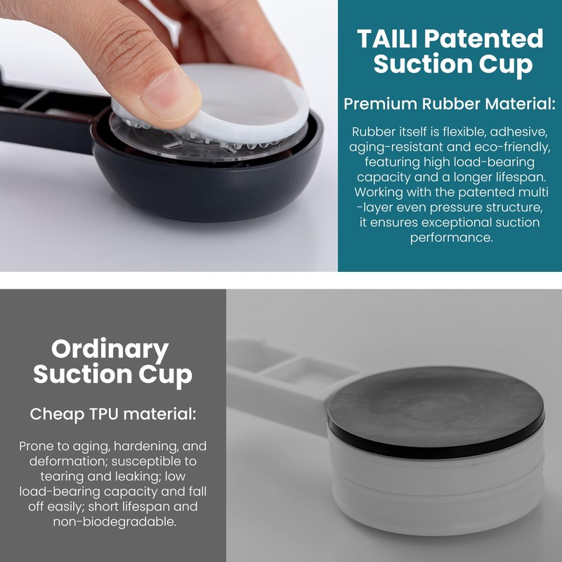 TAILI 4 Pack 360° Rotatable Powerful Suction Cup Shower Hooks