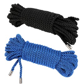 UUYYEO 20 Meters Soft Silk Rope Braided Twisted Ropes Skin Friendly Tying Rope Decorative Rope Trim Multipurpose Satin Rope Durable Thick Ropes Black Blue