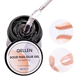 Gellen Gellen Solid Nail Glue Gel for False Nail Tips, Huge Capacity 15g Press on Nail Glue Solid Acrylic Nail Glue Gel for Salon Art DIY at Home, Need UV Light Cured