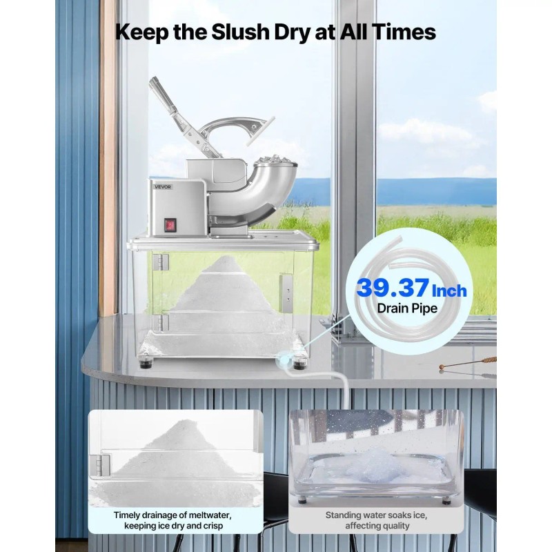 Commercial Electric Shaved Ice Maker 661Lbs H Manual Operation For