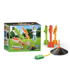 A2Z 4 Kids Dinosaur Blasters Kid Powered Rocket Launcher Set 3 Dinosaur Foam Rockets with Volcano Base Stomp Pad Outdoor Indoor Garden Toy Safe Fun Educational STEM Gift for Boys Girls Ages 3+