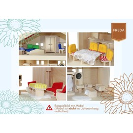 Puppenhaus Einrichtung - Puppenhaus Zubehör - Bezüge - Hussen - Kissen - Puppenhaus Ausstattung - Möbel für Mini Puppen - Puppenmöbel - passend zum Möbelset für Puppenhaus Freda Holz 28 Teile