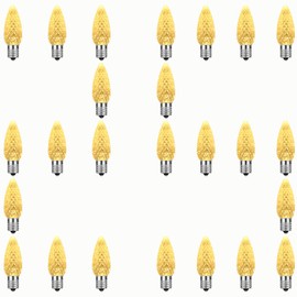 AIDDOMM 25 Pack C9 LED Replacement Lights Bulbs Christmas, Warm White LED Christmas Lights Bulbs Replacement, E17 Replacement Christmas Lights Bulbs Outdoor, Dimmable Faceted Bulbs, Holiday Decoration