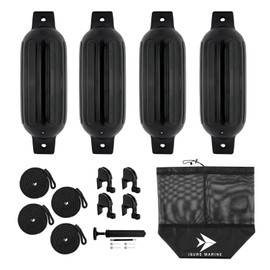 ISURE MARINE 4 Pack Boat Fender Marine Bumper Covers (Black, 4.5 x 16 inches)