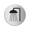 Schild Dusche Ø 75 mm Türschild aus Edelstahl fein-matt gebürstet