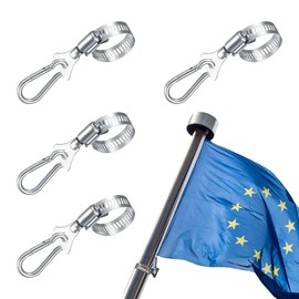 Bhogmeg 4 Sets Flag Pole Clip Snaps Hook Universal Stainless Steel Flag Pole Rings 0.75-1.14in Flag Pole Clips for Connect Fixed Flags Ropes Outside House Boat Yacht Truck Garden House