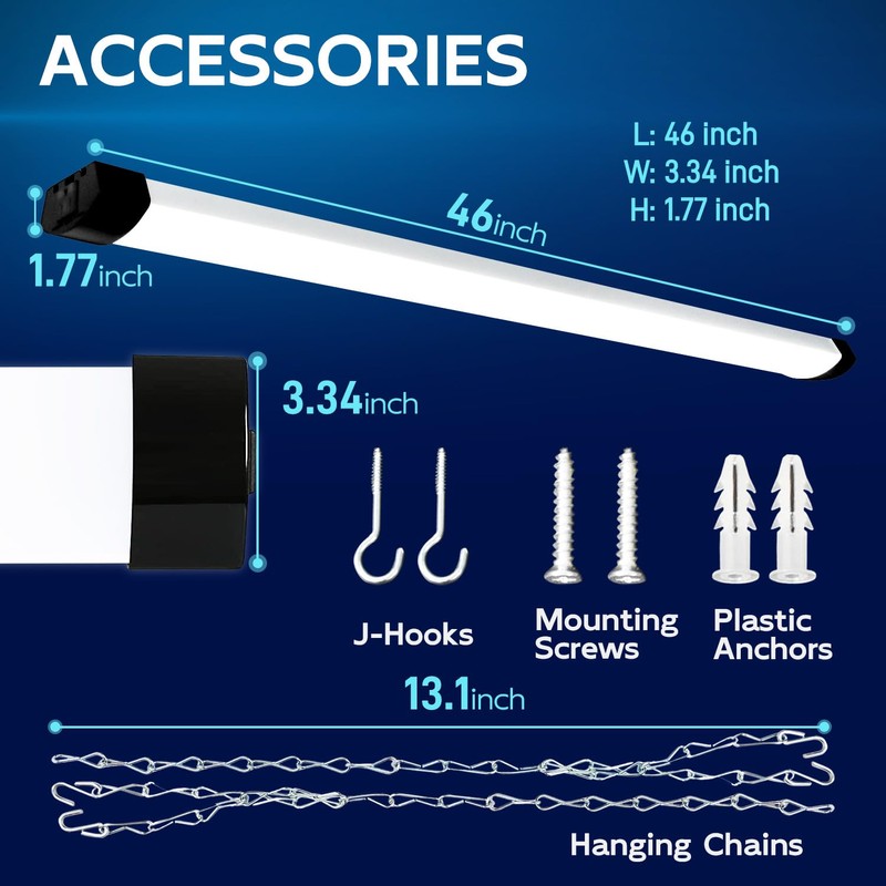 hykolity 4FT 120W LED Shop Light Linkable, 13000lm(400w Equivalent), 5000K