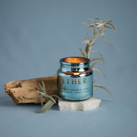 Paddywax Chroma Scented Candle with Lid in Reusable Metallic Etched Glass Jar, Clean- Burn Soy Candle with Approx. 14 Hour Burn Time, Marine – Ether, Ozone & Sage, 2.5 oz