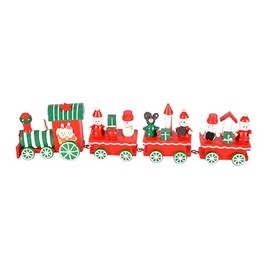 Ciao Christmas Train (25 cm: Locomotive + 3 Wagons) Wooden Decoration, Red/Green