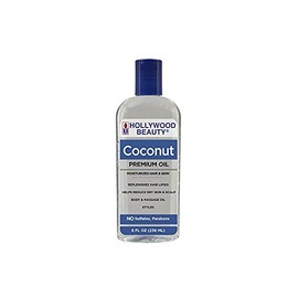 Hollywood Beauty Coconut Hair Oil, 8oz Bottle, Moisturizes Hair & Skin, Replenishes Important Hair Lipids, Body & Massage Oil, Helps Releve Scalp Dryness, Reduces Dandruff