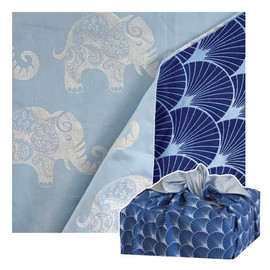 FabRap Reusable Organic Wrapping Paper Light and Dark Blue | For Gifts up to 26 cm Edge Length | Furoshiki, Christmas Gifts Paper, Gift Wrapping Paper, Christmas Gift Wrapping Paper