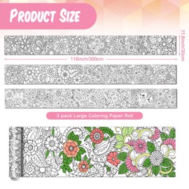 Colarr 3 Pack Giant Mandalas Coloring Posters 118 x 11.8 in Paper Jumbo Mandala Coloring Sheet Page Large Spring Flower Animal Drawing Banner for Kid Adult Home Classroom Wall Floor Art Craft Activity