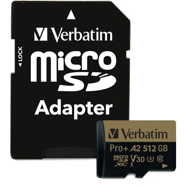 Verbatim 512GB Pro Plus 666X microSDXC Memory Card with Adapter,