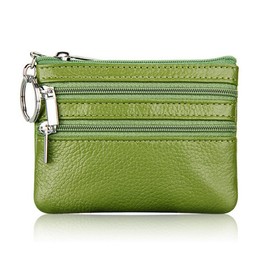 boshiho Coin Purse, Coin Case, 4 Pockets, Key Ring, Leather, Men's, Women's, Wallet, Ultra Lightweight, Large Capacity, green