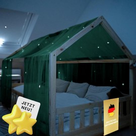 lilimaus House Bed Canopy with Luminous Stars - Bed Canopy House Bed Decoration - Gift Girls & Boys - Canopy Bed Curtains for 90 x 200 cm and 120 x 200 cm Children's Beds - Luminous Stars Children's Room Decoration