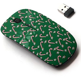 CJCBROES 2.4G Wireless Mouse with Cute Pattern Design for All Laptops and Desktops with Nano Receiver - Christmas Green Gingerbread