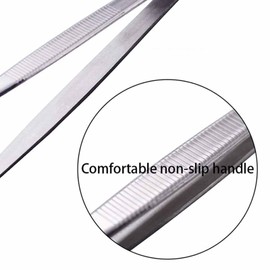 12-Inch Long Stainless Steel Tweezers Tongs Straight Tweezers - Extra Long Kitchen Food Tweezers Tongs for BBQ Grilling Cooking Roasting and Serving