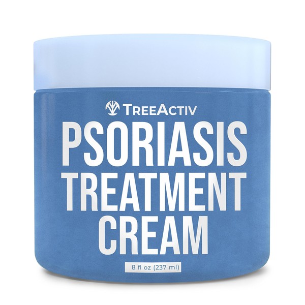 TreeActiv Psoriasis Treatment Cream, 8oz, Psoriasis Cream with Hyaluronic Acid for Face, Scalp, Body, Soothing Cream for Psoriasis Treatment, Psoriasis Moisturizing Cream for Scaly Dry Skin, 500+ Uses