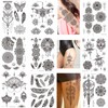9 Sheets Black Henna Temporary Tattoos For Women Girls Adults,